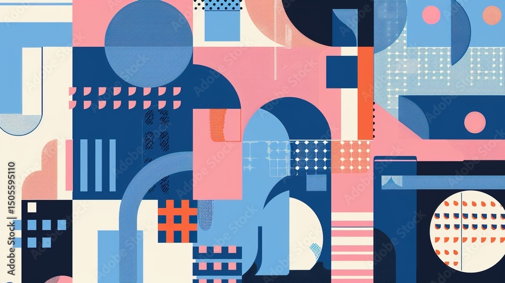 Obraz premium Exploring the Mesmerizing World of Blue Geometric Objects: A Visual Symphony of Shapes, Patterns, and Depth in Modern Design, Art, and Architecture