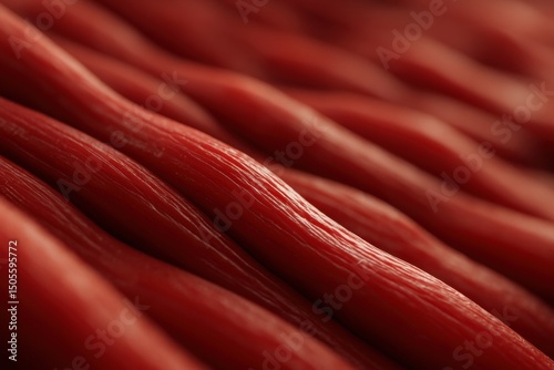 Detailed Close-Up of Red Muscle Fibers Showcasing Texture and Structure Under Soft Lighting During Late Afternoon