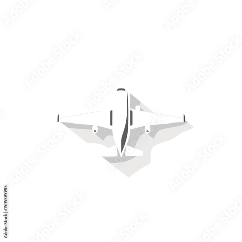 White airplane silhouette on a light background, travel concept, aviation and flight