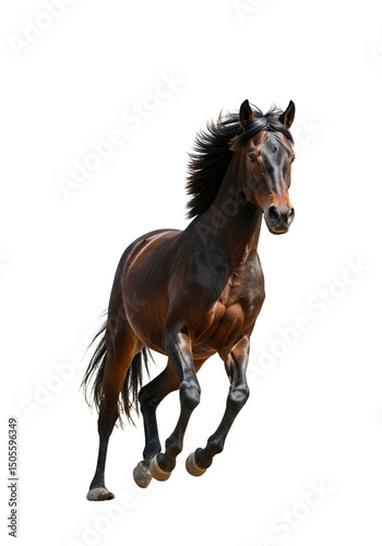 Isolated Brown Horse Galloping with Transparent Background Graceful Equine