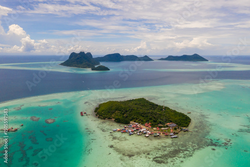 Aerial view of the Selakan island, Semporna Sabah, Malaysia.