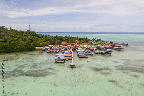 Aerial view of the Selakan island, Semporna Sabah, Malaysia.