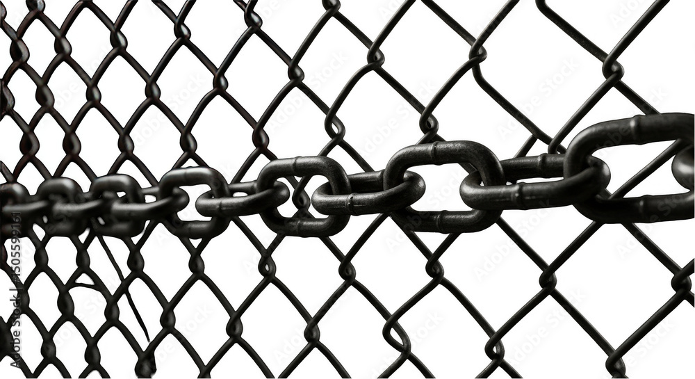Fototapeta premium Isolated Chain Link Fence Security Metal Background