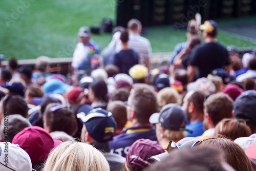 Crowded heads at football game