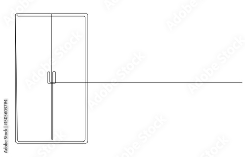 wardrobe or cabinet with shelves. Single line draw design vector graphic illustration, flat wardrobe illustration drawn in one vector line. single line wardrobe home interior