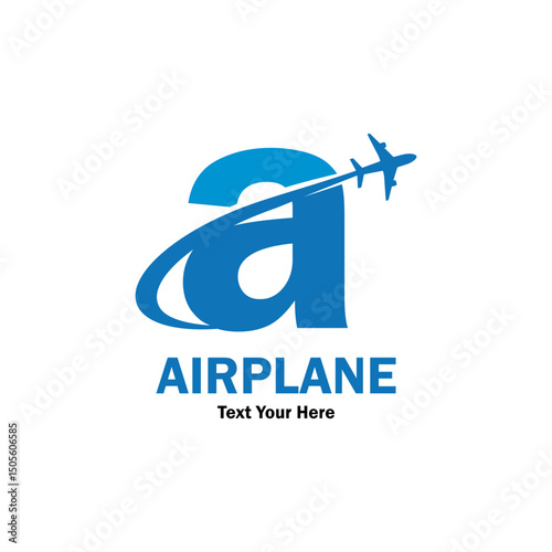 Letter a with airplane logo template illustration. suitable for transportation, brand, travel, agency, web, label, network, marketing etc