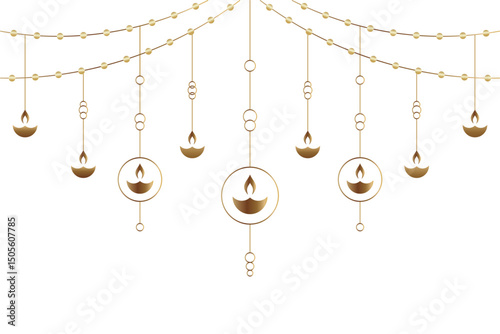 Hanging Diwali Diya festival banner with text space