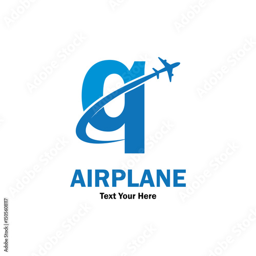 Letter q with airplane logo template illustration. suitable for transportation, brand, travel, agency, web, label, network, marketing etc