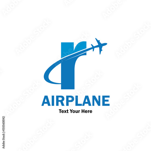 Letter r with airplane logo template illustration. suitable for transportation, brand, travel, agency, web, label, network, marketing etc