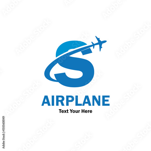 Letter s with airplane logo template illustration. suitable for transportation, brand, travel, agency, web, label, network, marketing etc