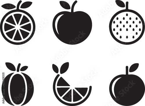 Wallpaper Mural Fruit icons silhouette set isolated on white background Torontodigital.ca