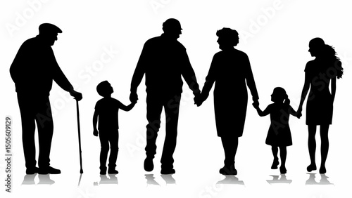 family silhouette vector, Generations Together: A Family Silhouette