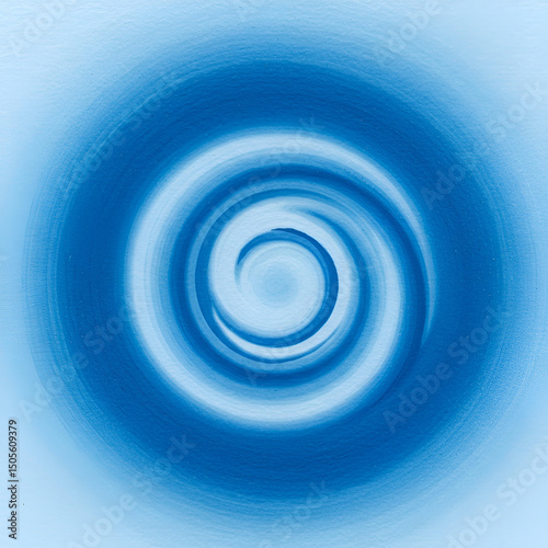 Abstract spiral design with gradient blue tones in a circular pattern. Dynamic swirl with soft transitions of light blue to deep blue, creating a mesmerizing visual effect.