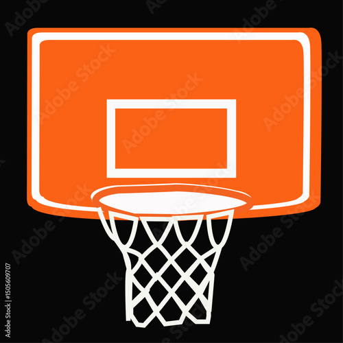 basketball hoop.Basketball icon, basketball ring logo isolated on black background