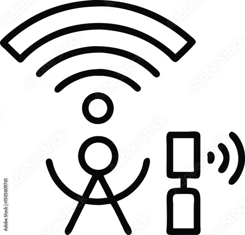Abstract silhouette design representing wireless network connection digitally illustrated