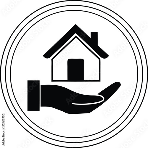 Property Insurance Symbol Real Estate Care Icon Vector logo.