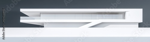 Wallpaper Mural Modern architectural design with sleek lines and minimalist aesthetic featuring large glass windows and pure white facade Torontodigital.ca