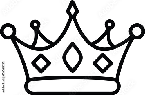 Black silhouette of a golden crown suitable for royal and decorative design uses