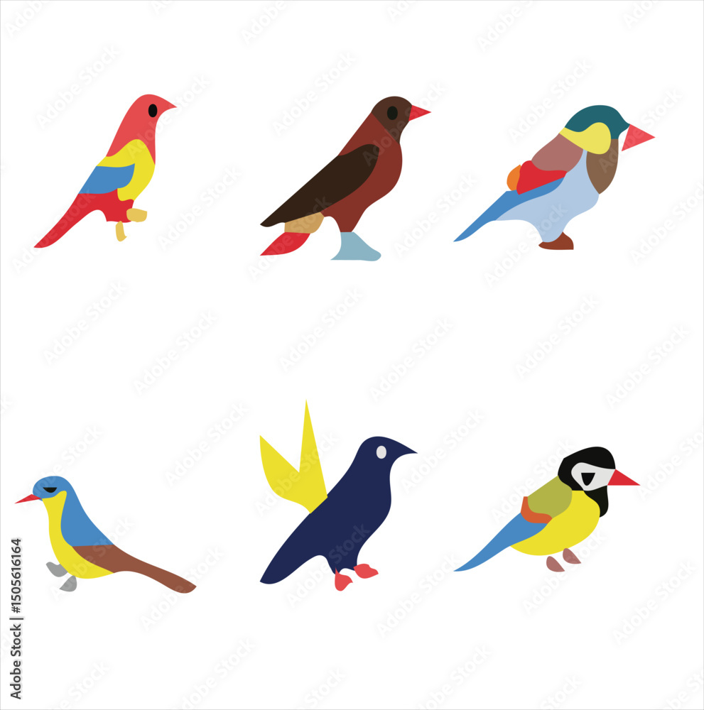 Fototapeta premium Nice Colorful Birds Vector Set 1