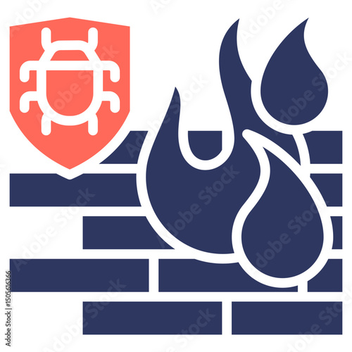 Firewall Security glyph color icon