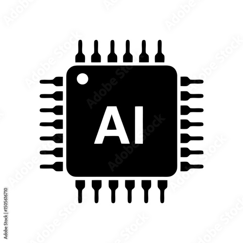 Cpu chip icon. Ai, processor.