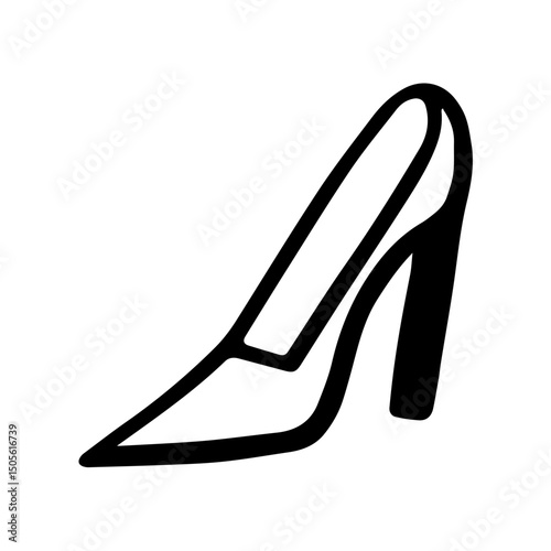 Основные RGB Vector black and white doodle style image of a woman's high heel shoe.