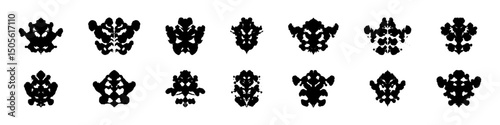 Rorschach test set. Rorschach inkblots vector collection.