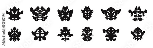Rorschach test set. Rorschach inkblots vector collection.