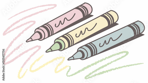 Pastel Colored Markers Illustration Creativity and Drawing Fun