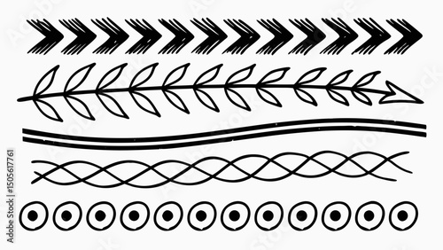 Decorative border with geometric and organic patterns