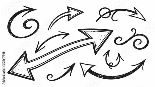 Hand Drawn Arrow Set Simple Vector Illustration