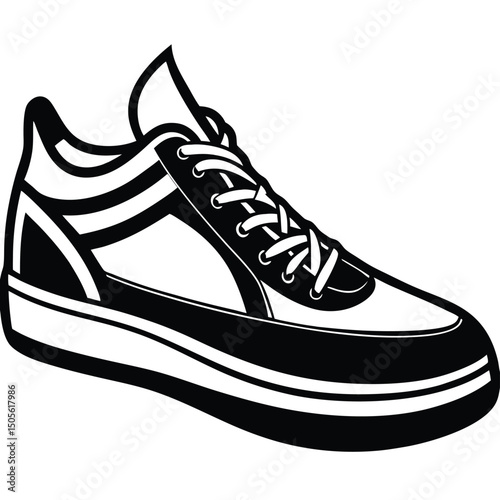 Stylish Black and White Sneaker Illustration