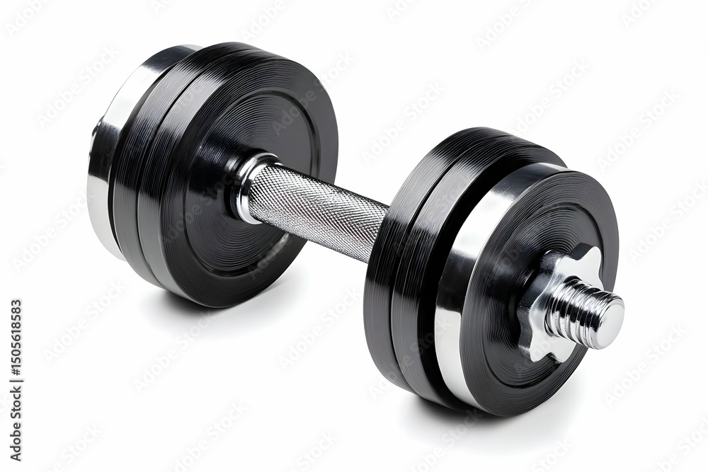 A close-up view of a classic black dumbbell, showcasing its sleek design and sturdy build, ideal for strength training and fitness enthusiasts. A close-up view of a classic black dumbbell, showcasing its sleek design and sturdy build, ideal for strength training and fitness enthusiasts.