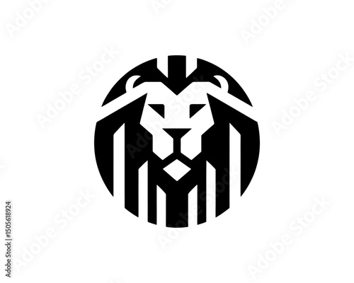 Lion logo in geometric sharp clean vector