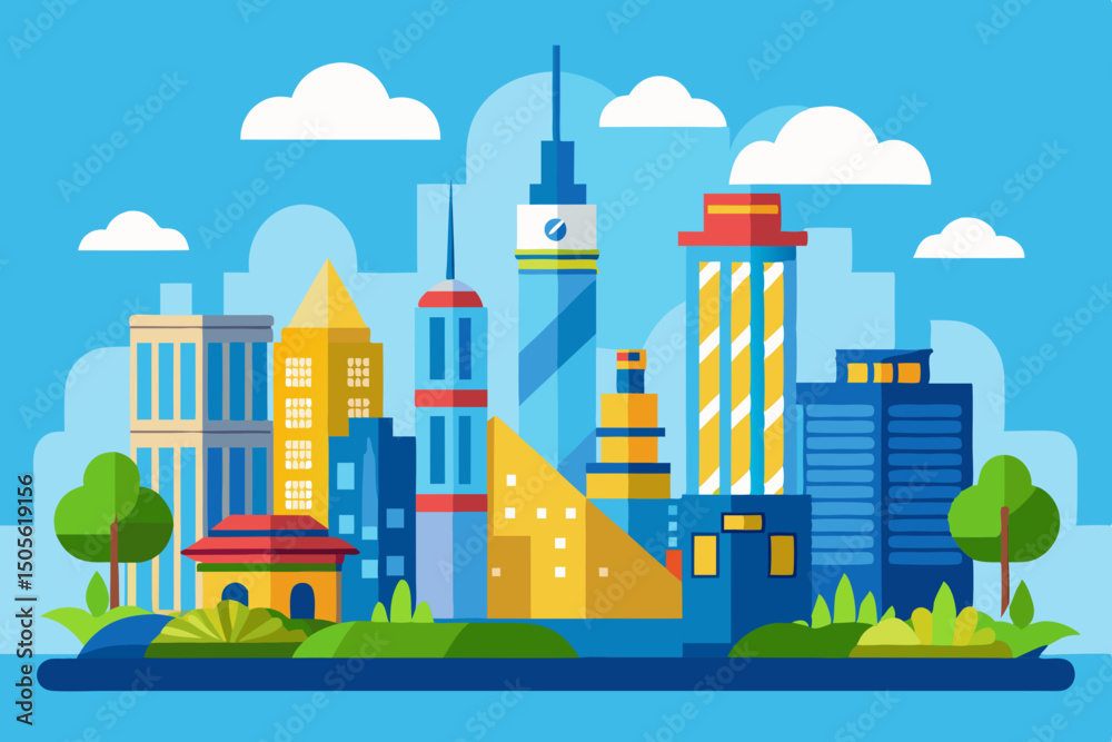 Obraz premium City and blue sky vector