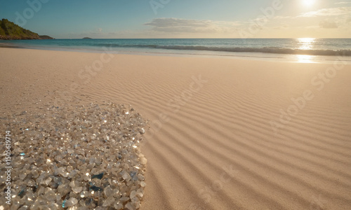 아름다운 바닷가 모래사장 파도 빛나는 바닷가