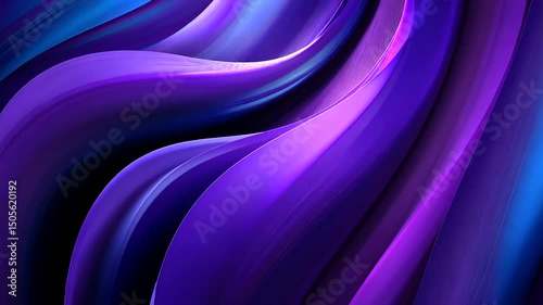 Smooth, flowing ribbons of cool blues and purples blend in this graceful abstract background, evoking movement and tranquil depth