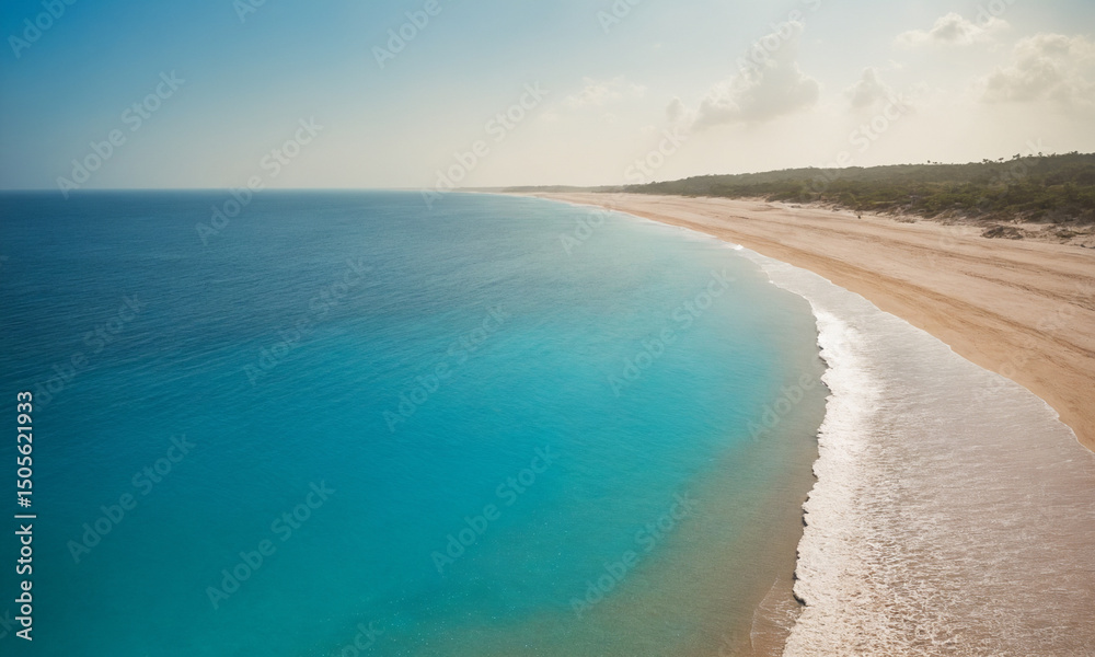 Fototapeta premium 바닷가 풍경 빛나는 모래사장 멋있는 바다가 파도와 모래사장 풍경