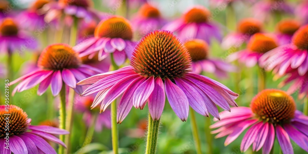 Fototapeta premium Echinacea purpurea blooms in a garden, coneflower, bloom, coneflower