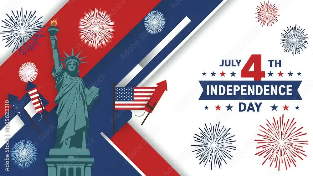 Patriotic graphic design celebrating Independence Day.