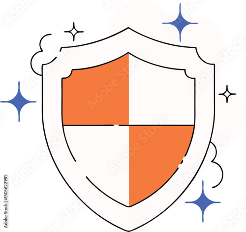Digital graphic of shield with transparency for security and protection concepts
