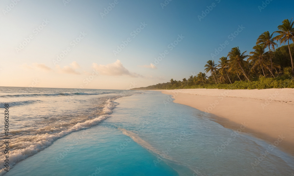 Fototapeta premium 멋있는 바다풍경 빛나는모래 파도 시원한 바닷가