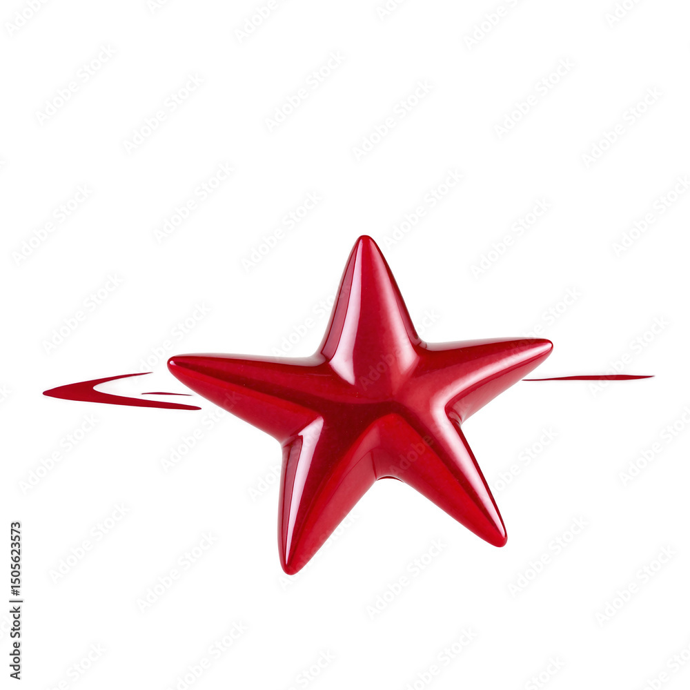 Fototapeta premium Plastic star glossy red on transparent background transparent background isolated png stock