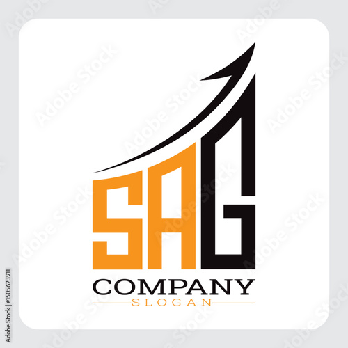 Billede på lærred SAG Company Logo Design Growth vector, SAG Upward Arrow Business Success Logo vector, SAG Corporate Branding Logo , SAG logo design, SAG simple and modern logo, SAG business finance logo design, etc