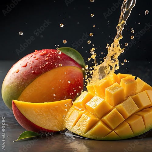 Fresh mango fruit and clean white background photo