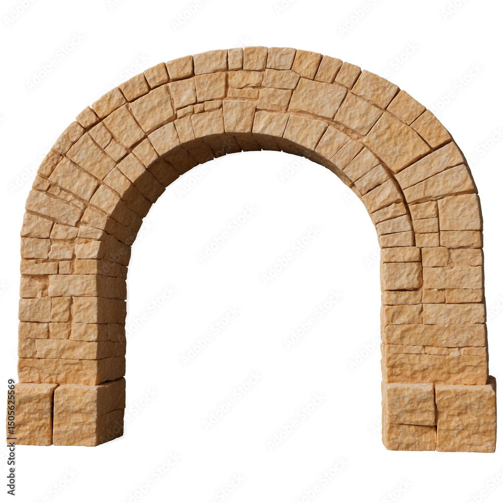 Fototapeta premium Stone arch ochre yellow on transparent background transparent background isolated png stock