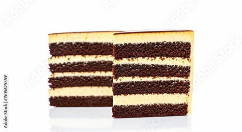 Fresh soft cake in different layers pure bright white background image.