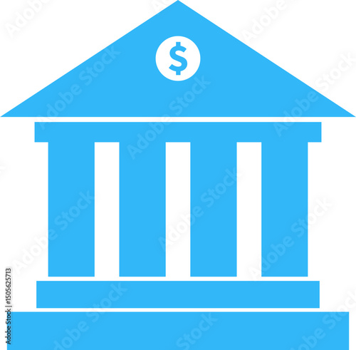 Bank building with dollar symbol icon. Modern bank building representing financial institution icon isolated on transparent background. Concept of investment planning and financial transaction.