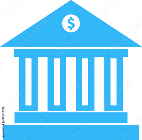 Bank building with dollar symbol icon. Modern bank building representing financial institution icon isolated on transparent background. Concept of investment planning and financial transaction.