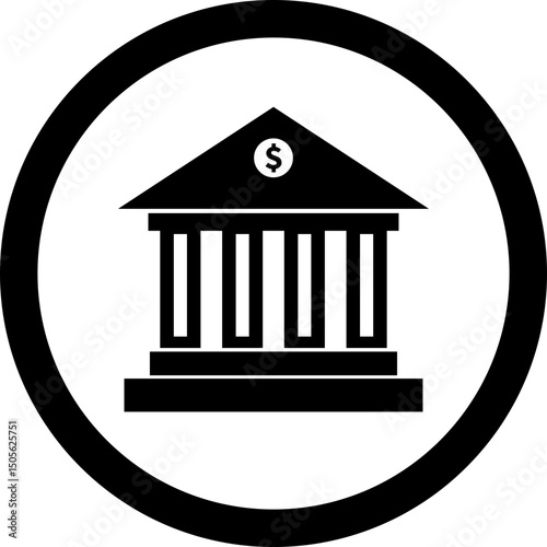 Bank building with dollar symbol icon. Modern bank building representing financial institution icon isolated on transparent background. Concept of investment planning and financial transaction.